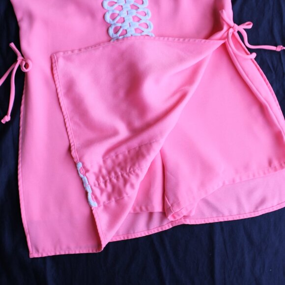 Lilly Pulitzer Pearl dress Romper shorts jumper Coral Guipure crochet lace 4 - Picture 8 of 9